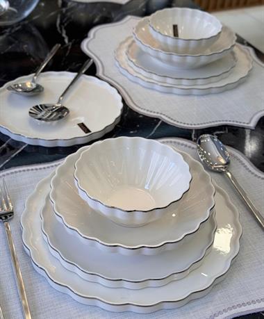 24 Parça Twist Porselen Yemek Takımı Gümüş