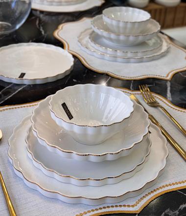 24 Parça Twist Porselen Yemek Takımı Gold