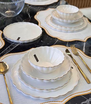 24 Parça Twist Porselen Yemek Takımı Gold