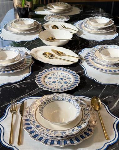 24 Parça Zarif Blue Porselen Yemek Takımı