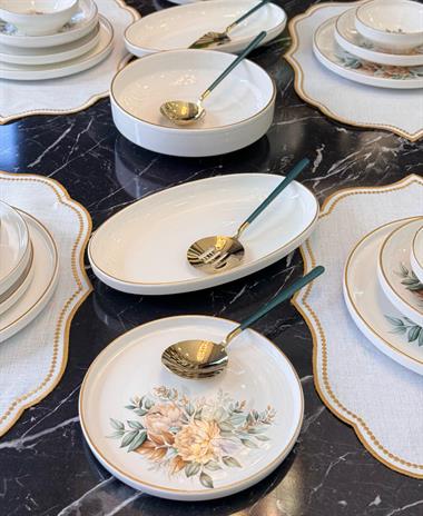 27 Parça İstanbul Green Flower Yemek Takımı