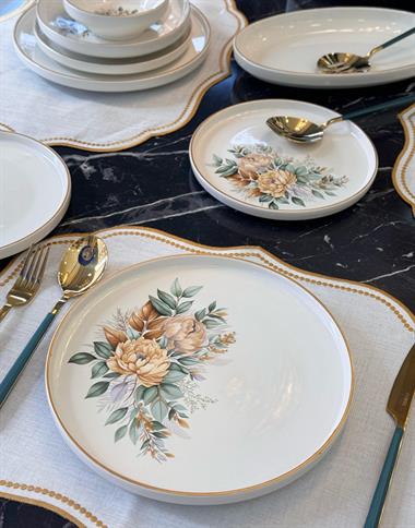 27 Parça İstanbul Green Flower Yemek Takımı