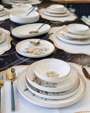 27 Parça İstanbul Green Flower Yemek Takımı