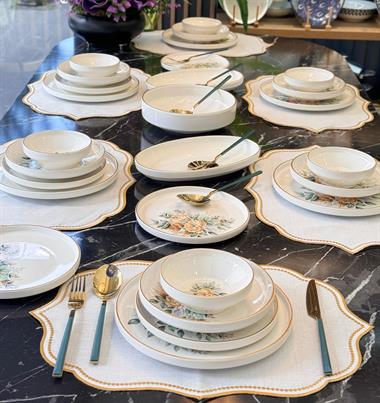 27 Parça İstanbul Green Flower Yemek Takımı