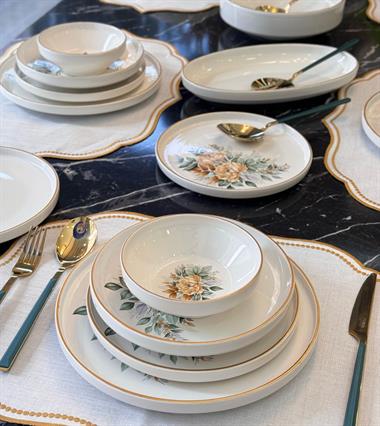 27 Parça İstanbul Green Flower Yemek Takımı