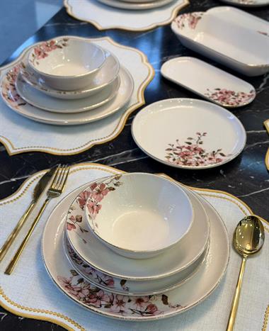 27 Parça Modern Asya Sakura Yemek Takımı