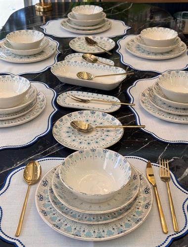 27 Parça 6 Kişilik Modern İstanbul Blue Yemek Takımı