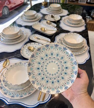 27 Parça 6 Kişilik Modern İstanbul Blue Yemek Takımı
