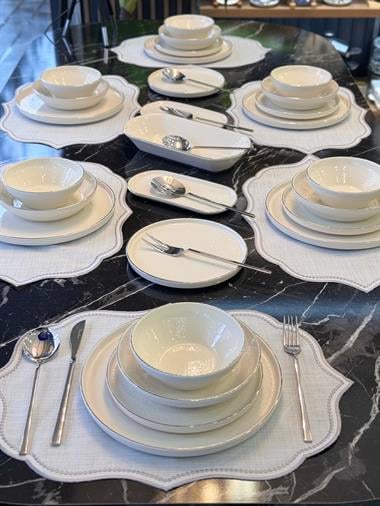 27 Parça Modern Gümüş Milenyum Yemek Takımı