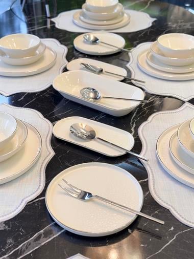 27 Parça Modern Gümüş Milenyum Yemek Takımı