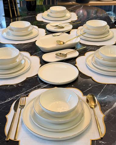 27 Parça Modern Pure Milenyum Gold Yemek Takımı