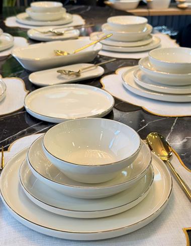 27 Parça Modern Pure Milenyum Gold Yemek Takımı