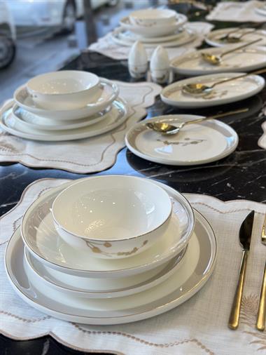 28 Parça 6 Kişilik Slender Porselen Lüks Yemek Takımı Amber