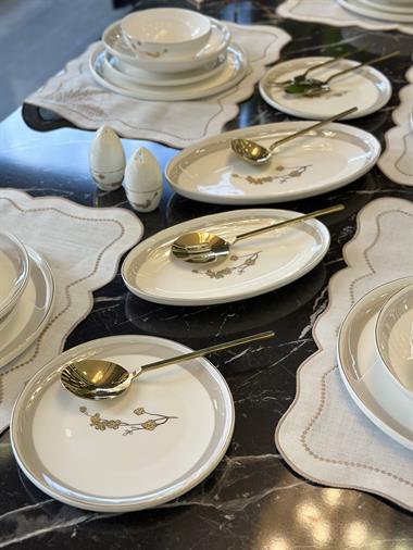 28 Parça 6 Kişilik Slender Porselen Lüks Yemek Takımı Amber