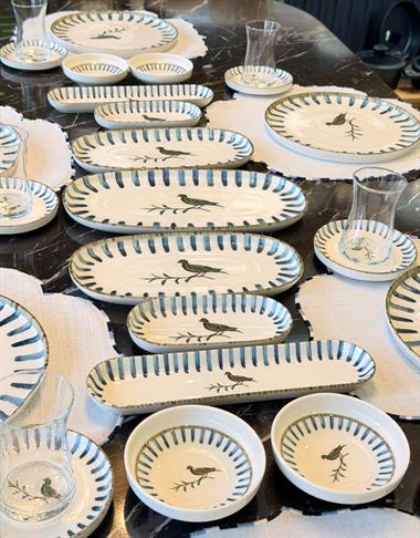 29 Parça Antik Bird Porselen Kahvaltı Takımı 