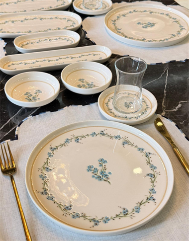 29 Parça Fleur Blue Porselen Kahvaltı Takımı 