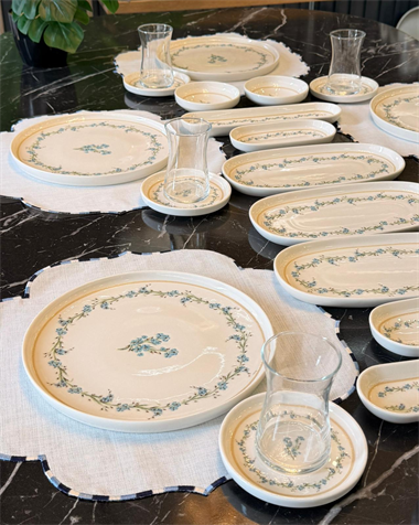 29 Parça Fleur Blue Porselen Kahvaltı Takımı 