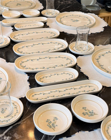 29 Parça Fleur Blue Porselen Kahvaltı Takımı 