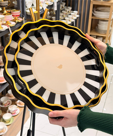 2li Black Bird Line Lüks Tepsi