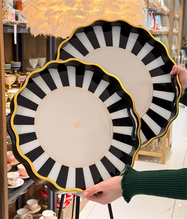 2li Black Bird Line Lüks Tepsi