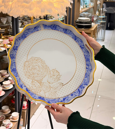 2li Blue Gold Lüks Tepsi