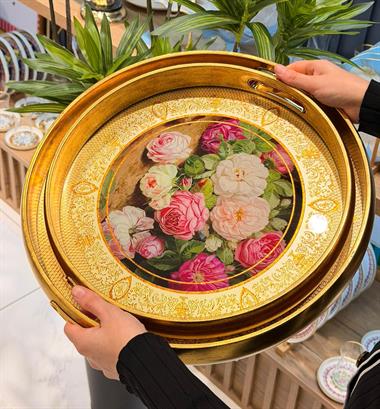 2li Daiys Flowers Lüks Tepsi