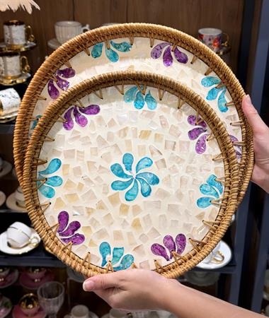 2li Hasır Lüks Sunum Tepsi 