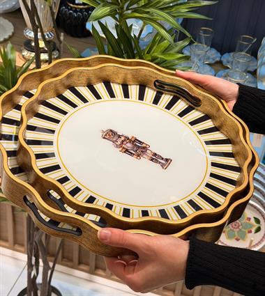 2li Kurşun Asker Black Papatya Lüks Tepsi