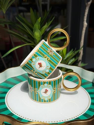 2li Lüks Piano Bird Green Kupa