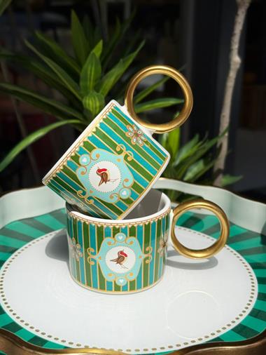 2li Lüks Piano Bird Green Kupa