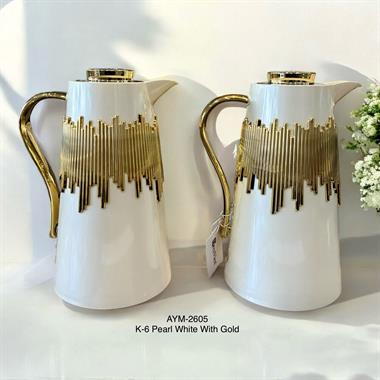 2li Lüks Termos Pearl White With Gold