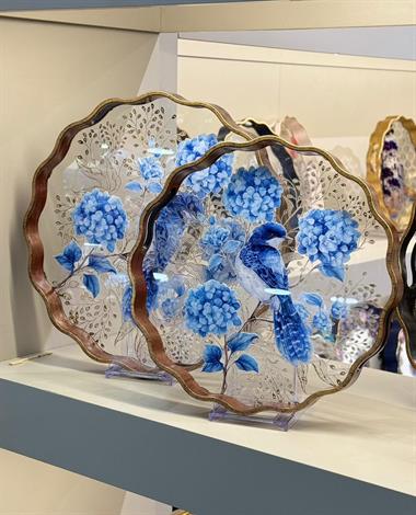 2li Mavi kuş Lüks Tepsi