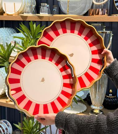 2li Pink Bird Lüks Tepsi