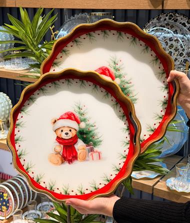 2li Teddy Red Papatya Lüks Tepsi