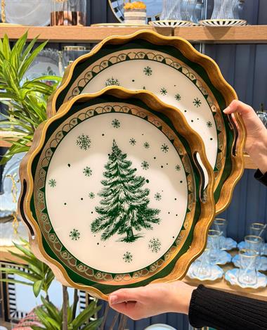 2li Winter Leaf Papatya Lüks Tepsi