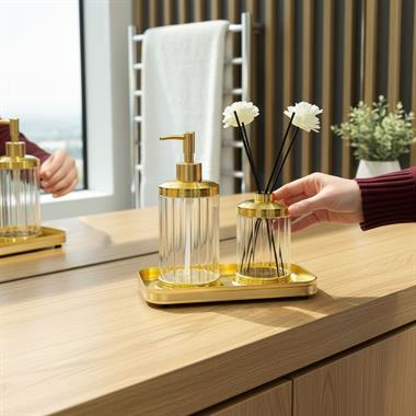 3 Parça Spiffy Standlı Banyo Seti Clear