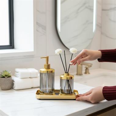 3 Parça Spiffy Standlı Banyo Seti Dark Gray