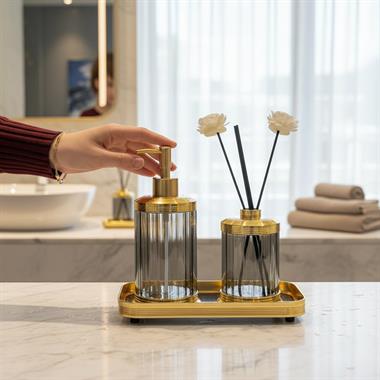 3 Parça Spiffy Standlı Banyo Seti Dark Gray