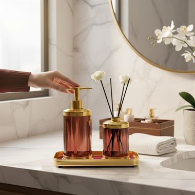 3 Parça Spiffy Standlı Banyo Seti Purple