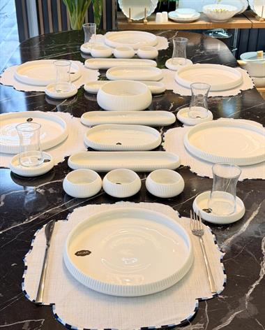 35 Parça 6 Kişilik Bianca Line Perla Porselen Kahvaltı Takımı