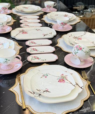 31 Parça 6 Kişilik Peachy Porselen Mikasa Moor Kahvaltı Takımı