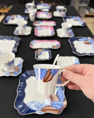 32 Parça 6 Kişilik Porselen Kahvaltı Takımı Seti Blue Tree