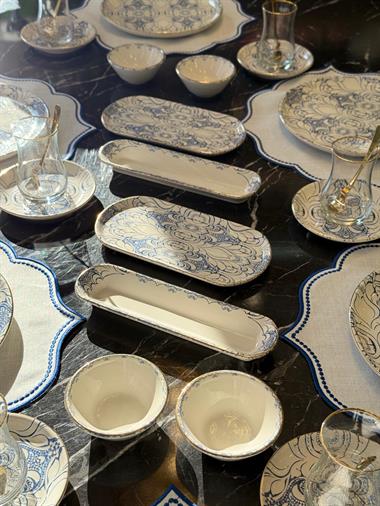 32 Parça Asya Blue Cycle Altın Yaldızlı  Kahvaltı Takımı