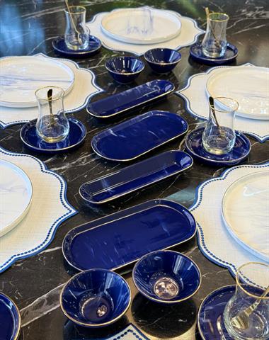 32 Parça İstanbul Blue Wind Kahvaltı Takımı Gold