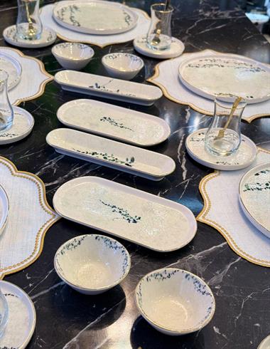 32 Parça İstanbul Stylish Green Kahvaltı Takımı Gold