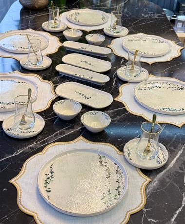 32 Parça İstanbul Stylish Green Kahvaltı Takımı Gold