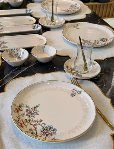 32 Parça Modern Asya Florea Kahvaltı Takımı