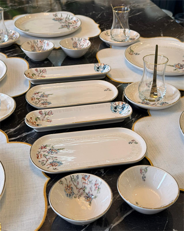 32 Parça Modern Asya Florea Kahvaltı Takımı