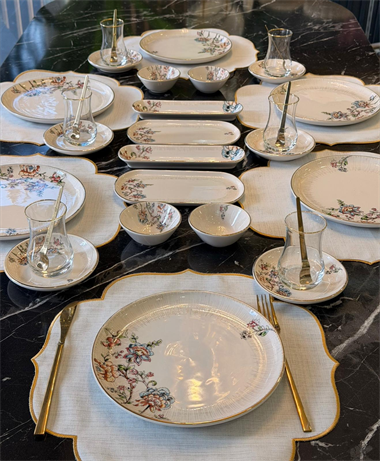 32 Parça Modern Asya Florea Kahvaltı Takımı