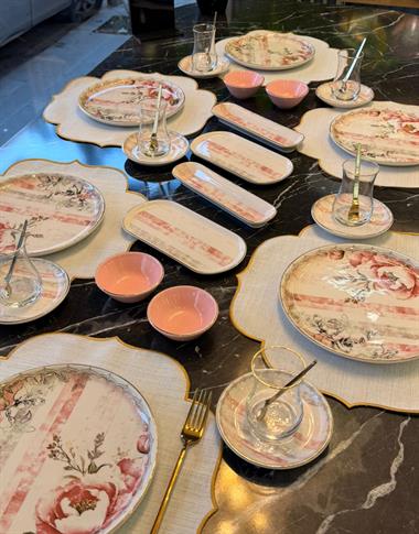 32 Parça Modern Asya Rabendi Yaldızlı  Kahvaltı Takımı